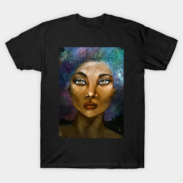 Aurelia (galaxy portrait) T-Shirt by YaebaArts